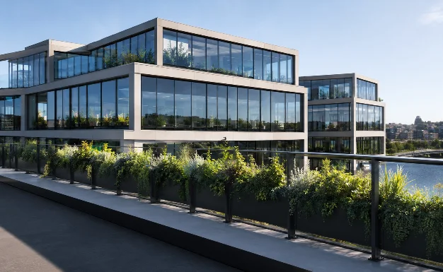 Immeuble de bureaux, toiture végétalisée